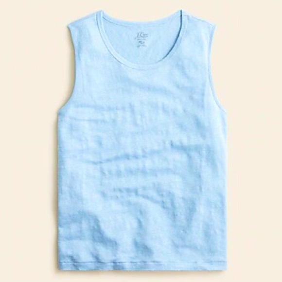 J. Crew Tops - NWT J Crew Tank Linen Blue Mist Sz Large